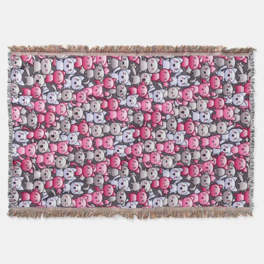 Muster mit niedlichen kawaii Gekritzelkatzen 2 Decke (Vorderseite)