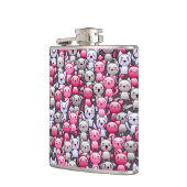 Muster mit niedlichen kawaii Gekritzelkatzen 2 Flachmann (Links)