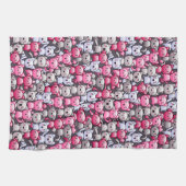 Muster mit niedlichen kawaii Gekritzelkatzen 2 Geschirrtuch (Horizontal)