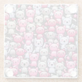 Muster mit niedlichen kawaii Gekritzelkatzen 2 Glasuntersetzer (Rückseite)