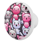 Muster mit niedlichen kawaii Gekritzelkatzen 2 Keramikknauf (Rechts)