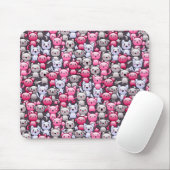 Muster mit niedlichen kawaii Gekritzelkatzen 2 Mousepad (Mit Mouse)