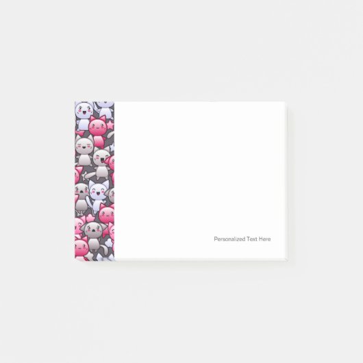 Muster mit niedlichen kawaii Gekritzelkatzen 2 Post-it Klebezettel (Vorderseite)