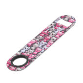 Muster mit niedlichen kawaii Gekritzelkatzen 2 Speedflaschenöffner (Vorderseite Schrägansicht)