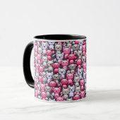 Muster mit niedlichen kawaii Gekritzelkatzen 2 Tasse (Vorderseite Links)