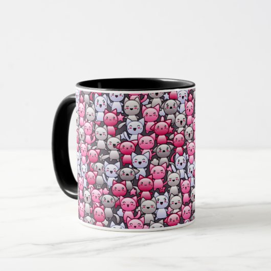 Muster mit niedlichen kawaii Gekritzelkatzen 2 Tasse (Vorderseite Links)