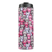 Muster mit niedlichen kawaii Gekritzelkatzen 2 Thermosbecher (Vorderseite)