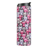 Muster mit niedlichen kawaii Gekritzelkatzen 2 Thermosbecher (Nach links gedreht)