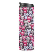 Muster mit niedlichen kawaii Gekritzelkatzen 2 Thermosbecher (Nach rechts gedreht)
