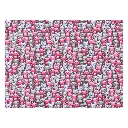 Muster mit niedlichen kawaii Gekritzelkatzen 2 Tischdecke (Vorderseite (Horizontal))
