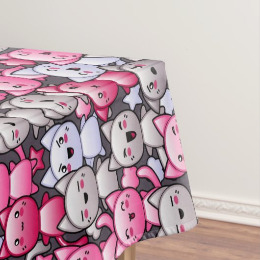 Muster mit niedlichen kawaii Gekritzelkatzen 2 Tischdecke (Beispiel)