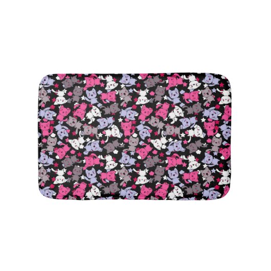 Muster mit niedlichen kawaii Gekritzelkatzen 3 Badematte (Vorderseite)