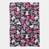 Muster mit niedlichen kawaii Gekritzelkatzen 3 Geschirrtuch (Vertikal)