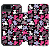 Muster mit niedlichen kawaii Gekritzelkatzen 3 Incipio iPhone Geldbeutel-Hülle (Folio Geöffnet)