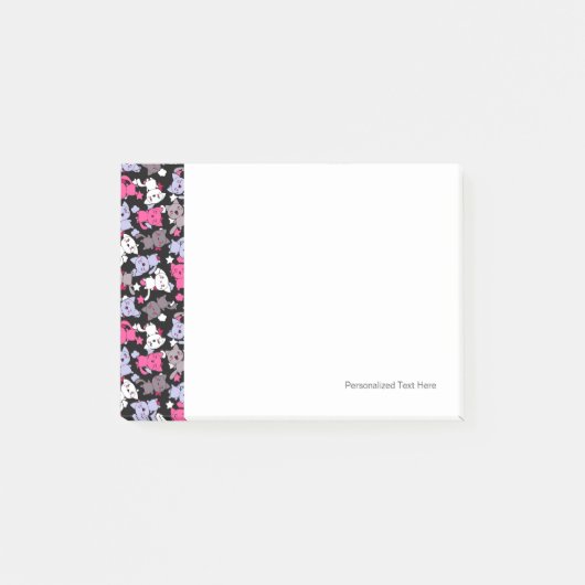 Muster mit niedlichen kawaii Gekritzelkatzen 3 Post-it Klebezettel (Vorderseite)