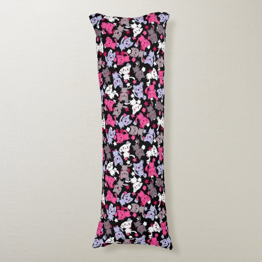 Muster mit niedlichen kawaii Gekritzelkatzen 3 Seitenschläferkissen (Vorderseite Vertikal)