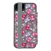 Muster mit niedlichen kawaii Gekritzelkatzen Incipio iPhone Geldbeutel-Hülle (Folio Rückseite)