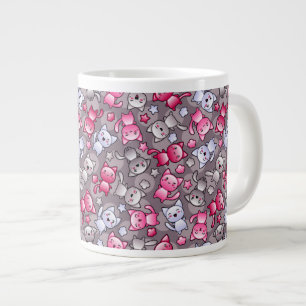 Muster mit niedlichen kawaii Gekritzelkatzen Jumbo-Tasse