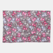 Muster mit niedlichen kawaii Gekritzelkatzen Küchentuch (Horizontal)