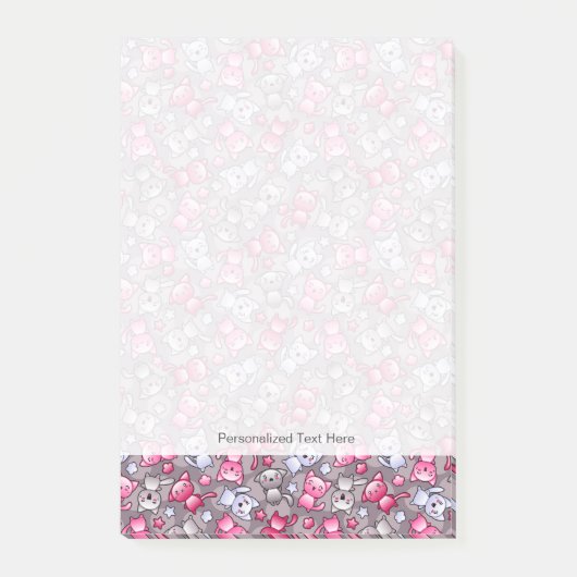 Muster mit niedlichen kawaii Gekritzelkatzen Post-it Klebezettel (Vorderseite)