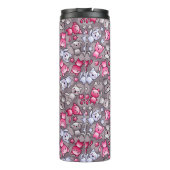 Muster mit niedlichen kawaii Gekritzelkatzen Thermosbecher (Rückseite)