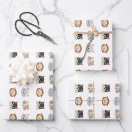 Muster mit niedlichen Köpfen Geschenkpapier Set