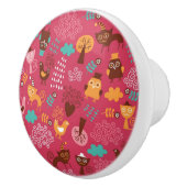 Muster mit niedlichen Vögeln und Katzen Keramikknauf (Rechts)