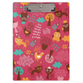 Muster mit niedlichen Vögeln und Katzen Klemmbrett (Vorderseite)