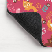 Muster mit niedlichen Vögeln und Katzen Mousepad (Ecke)
