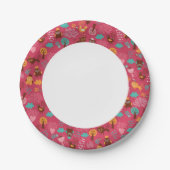 Muster mit niedlichen Vögeln und Katzen Pappteller (Vorderseite)