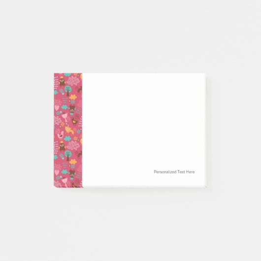 Muster mit niedlichen Vögeln und Katzen Post-it Klebezettel (Vorderseite)