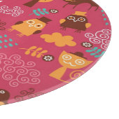 Muster mit niedlichen Vögeln und Katzen Schneidebrett (Ecke)