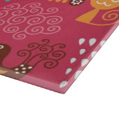 Muster mit niedlichen Vögeln und Katzen Schneidebrett (Ecke)