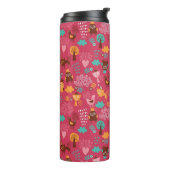 Muster mit niedlichen Vögeln und Katzen Thermosbecher (Nach links gedreht)