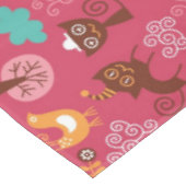 Muster mit niedlichen Vögeln und Katzen Tischdecke (Schrägansicht)