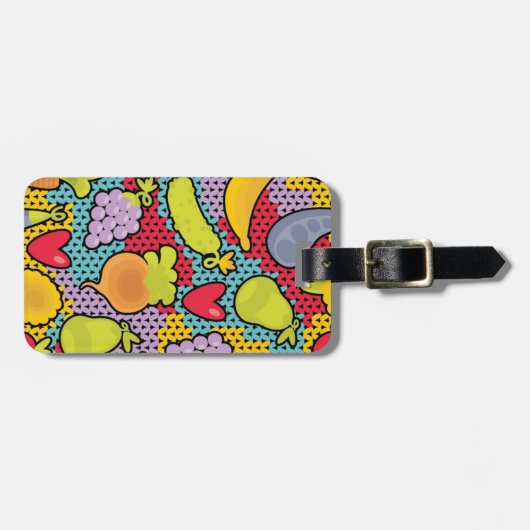 Muster mit Obst und Gemüse Gepäckanhänger (Vorderseite horizontal)