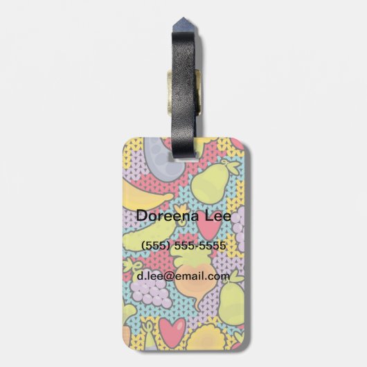 Muster mit Obst und Gemüse Gepäckanhänger (Rückseite vertikal)