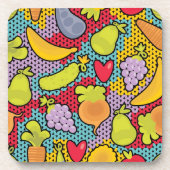 Muster mit Obst und Gemüse Getränkeuntersetzer (Vorderseite)