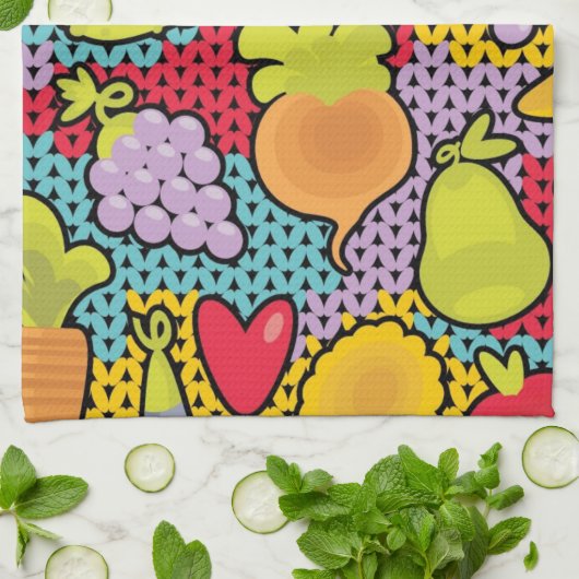 Muster mit Obst und Gemüse Handtuch (Gefaltet)