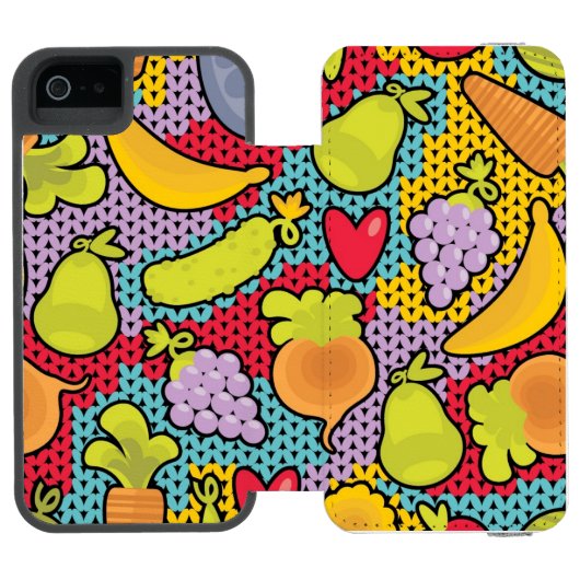 Muster mit Obst und Gemüse Incipio iPhone Geldbeutel-Hülle (Folio Geöffnet)