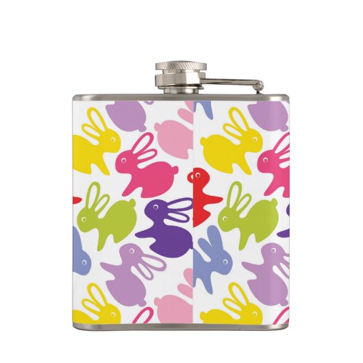 Muster mit Ostern-Kaninchen Flachmann (Rückseite)