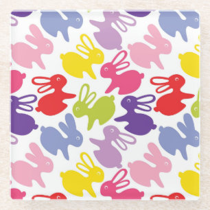 Muster mit Ostern-Kaninchen Glasuntersetzer
