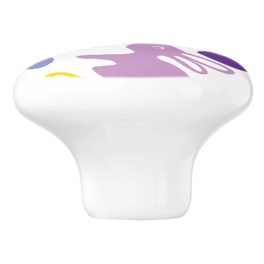 Muster mit Ostern-Kaninchen Keramikknauf (Seitenansicht)