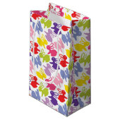 Muster mit Ostern-Kaninchen Kleine Geschenktüte (Vorderseite Schrägansicht)