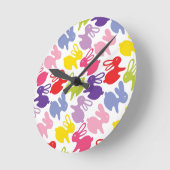Muster mit Ostern-Kaninchen Runde Wanduhr (Winkel)