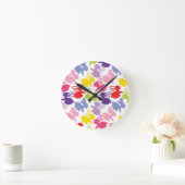 Muster mit Ostern-Kaninchen Runde Wanduhr (Zuhause)