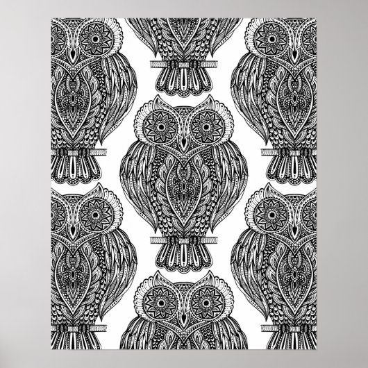 Muster mit Owls Doodle 2 Poster (Vorne)