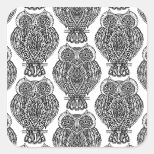 Muster mit Owls Doodle Quadratischer Aufkleber