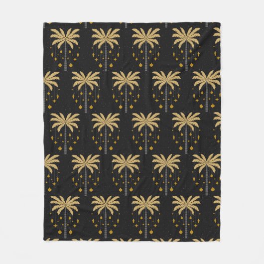 Muster mit Palmen und Ornamenten Fleecedecke (Vorderseite)