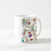 Muster mit Pfau und Blumen Pfau Kaffeetasse (VorderseiteRechts)